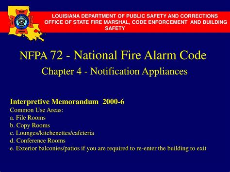 Ppt Nfpa 72 National Fire Alarm Code Chapter 4 Notification Appliances Powerpoint