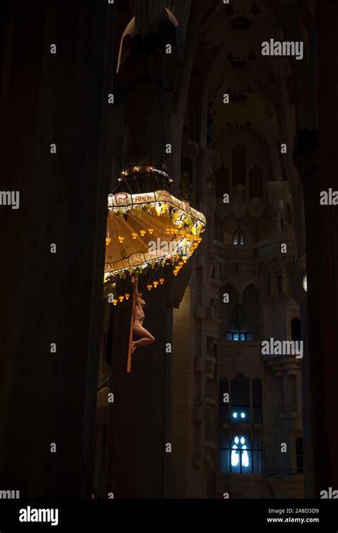 sagrada familia interior hanging sculpture chandelier  jesus
