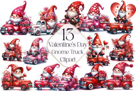 Valentine S Day Gnome Truck Clipart Graphic By Smmedia Creative Fabrica