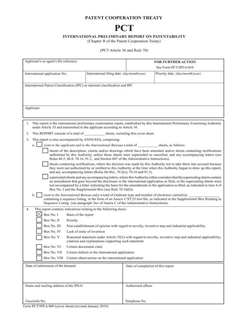 2019 2024 WIPO Form PCT IPEA 409 Fill Online Printable Fillable