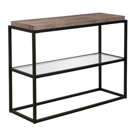 Maklaine Contemporary 42 Metal Console Table In Black And Bronze