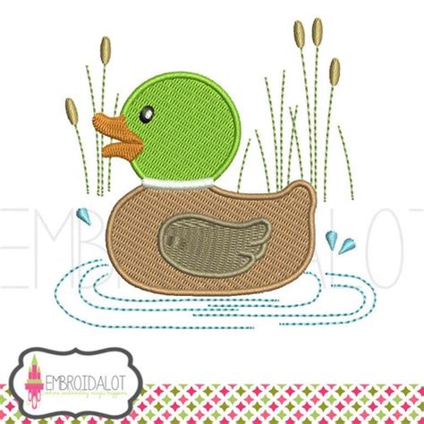 Mallard Duck Applique Machine Embroidery Design Instant Etsy