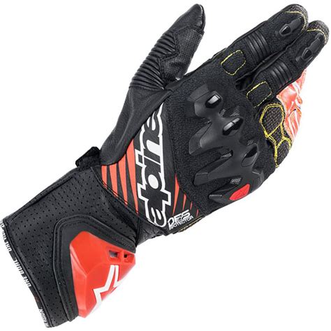 Alpinestars GP Tech V2 Gloves Black White Red Fluo FREE UK DELIVERY