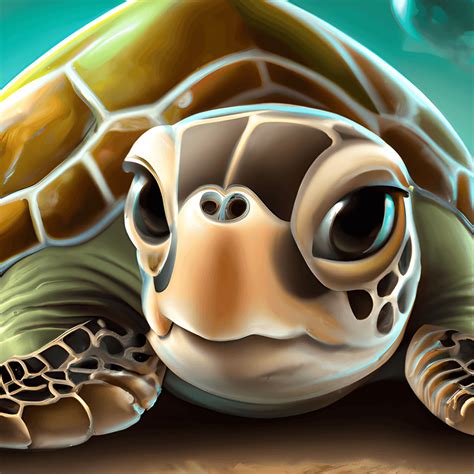 Adorable Baby Sea Turtle Disney Illustration Style · Creative Fabrica