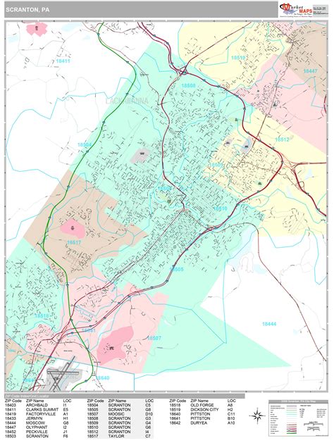 Scranton Pennsylvania Wall Map (Premium Style) by MarketMAPS - MapSales.com