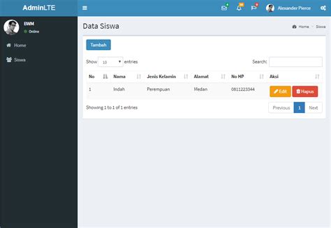 Aplikasi Crud Menggunakan Template Admin Lte