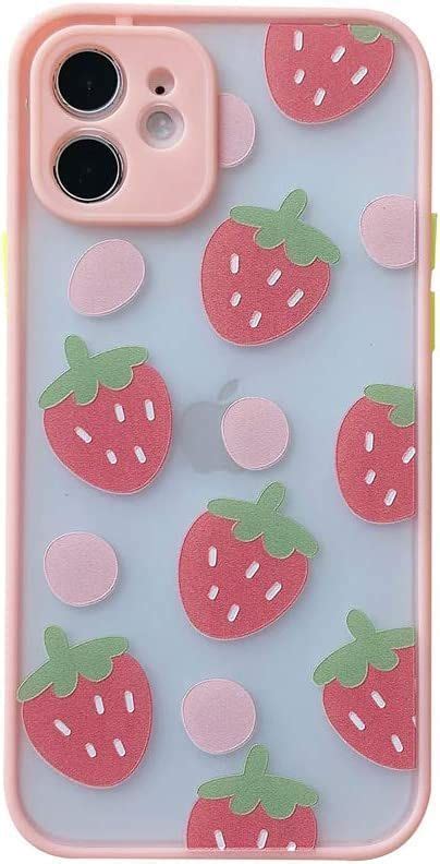 Cute Pink Strawberries Phone Case for Apple iPhone 12 6.1" Camera ...