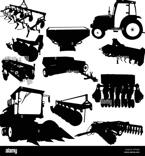 Agricultural Machinery Collection Vector Stock Vector Image Art Alamy