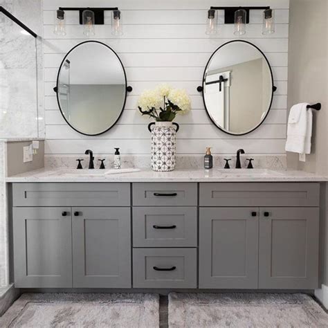 Grey Shaker Bathroom Vanity For Double Sinks Solid Wood Inch Sink