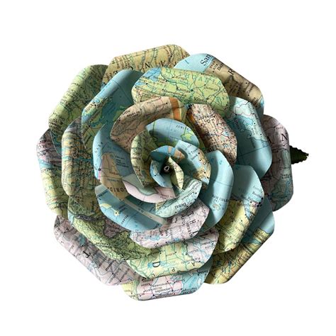 Atlas Map Paper Flowers Made From Damaged Books, Available in 3 Sizes Gift Ideas for Graduations ...