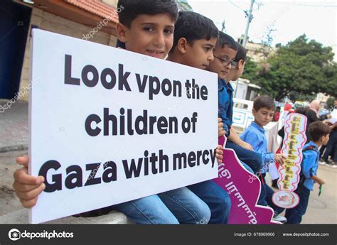 October 2023 Gaza Palestine Palestinian Children Protest Israeli Siege ...