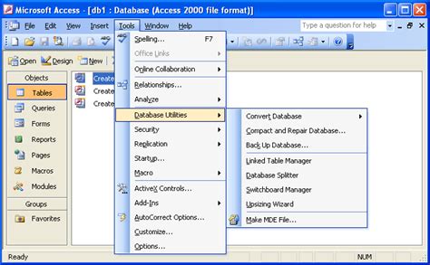 Where is the Tools menu in Microsoft Access 2007, 2010, 2013, 2016, 2019 and 365