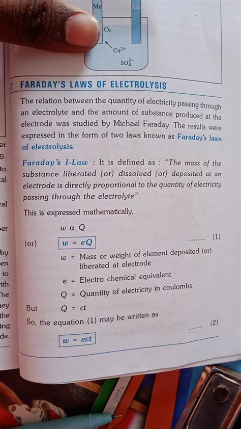 1 FARADAY S LAWS OF ELECTROLYSISThe Relation Between The Quantity Of Ele