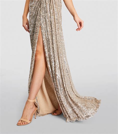 Monique Lhuillier Sequin Embellished Gown Harrods Us