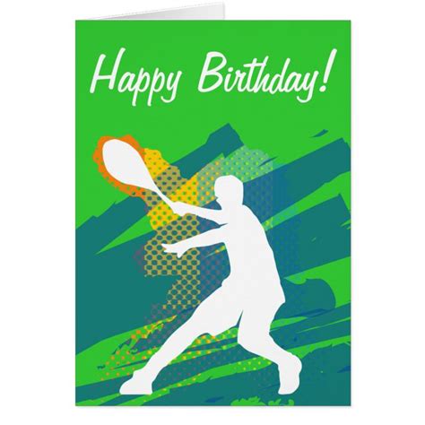 Tennis Birthday Card With Silhouette Of Player Zazzle