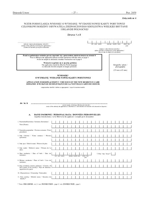 Fillable Online Wzory Karty Pobytu I Dokumentw W Sprawach Fax Email