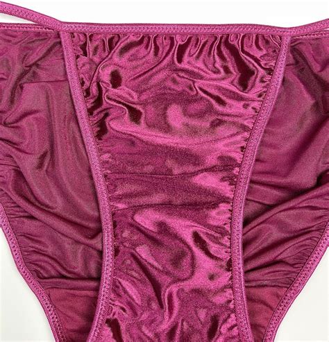 Satin String Bikini Scrunch Butt Ruching Burgundy Gem