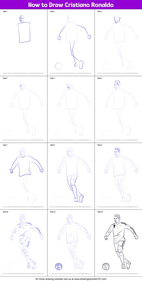 How to Draw Cristiano Ronaldo printable step by step drawing sheet ...