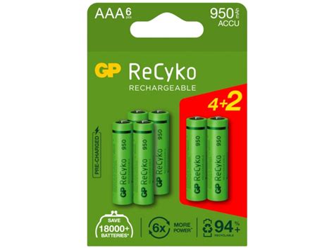 GP Recyko AAA Batteri 950 MAh 4 2 Pk Batterier Til Generell Bruk