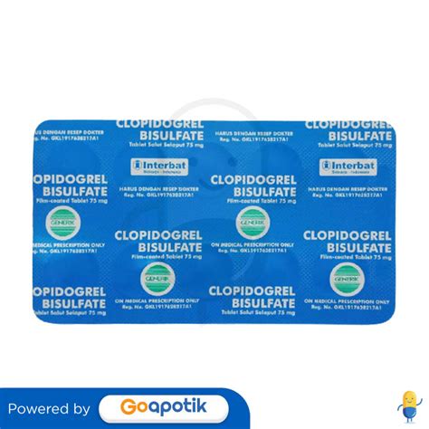 Clopidogrel Bisulfate Interbat 75 Mg Strip 10 Tablet Kegunaan Efek