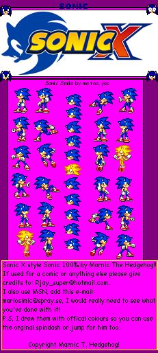 Custom Edited Sonic The Hedgehog Media Customs Sonic X The Spriters Resource