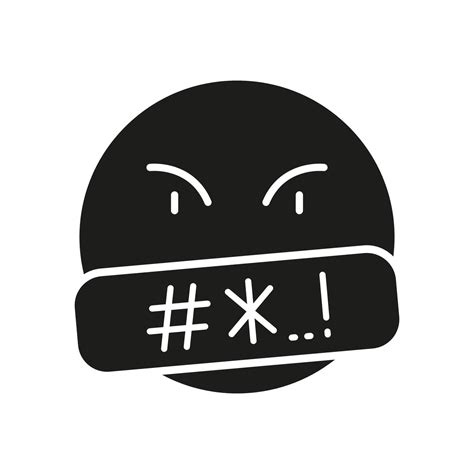 Angry Emoji Face Silhouette Icon Curse Emoticon With Symbols Over