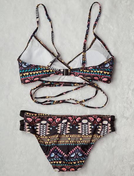 Sexy Bikini Swimsuit African Print Cross Front Two Piece Bathing Suits For Women Power Day Sale
