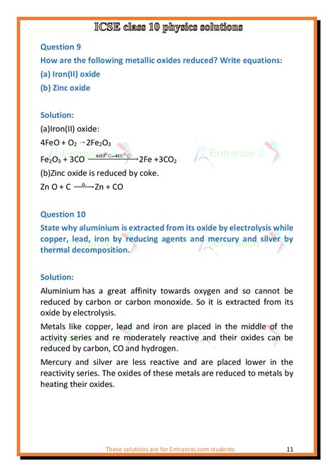 ICSE Chemistry Solutions For Class 10 Chapter 7 Metallurgy PW