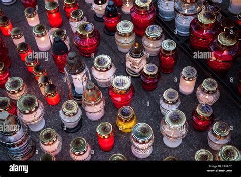 A lot of lighted candles on All Saints Day Stock Photo - Alamy