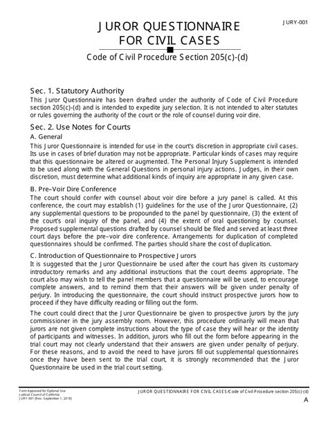 Form Jury 001 Fill Out Sign Online And Download Fillable Pdf