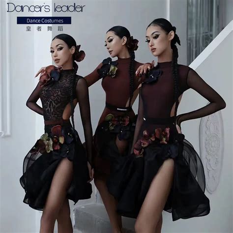 Gaun Dansa Latin Gaun Pertunjukan Baru Kustom Kualitas Tinggi Rok Besar