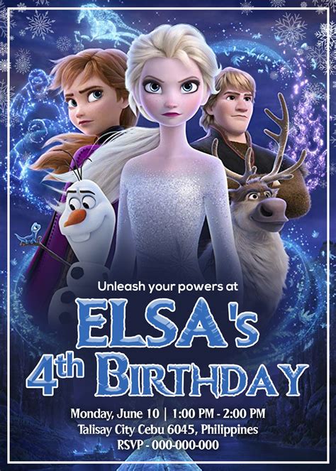 Frozen 2 Birthday Invitations Editable Printable