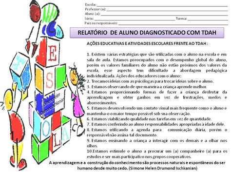 Modelo de Relatório para alunos diagnosticado com TDAH