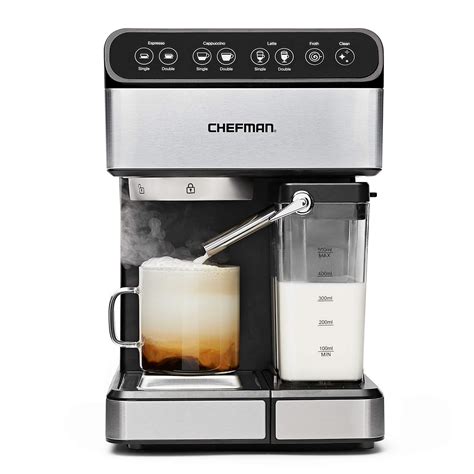 Chefman 6 In 1 Espresso Machine Powerful 15 Bar Pump Brew Single Or