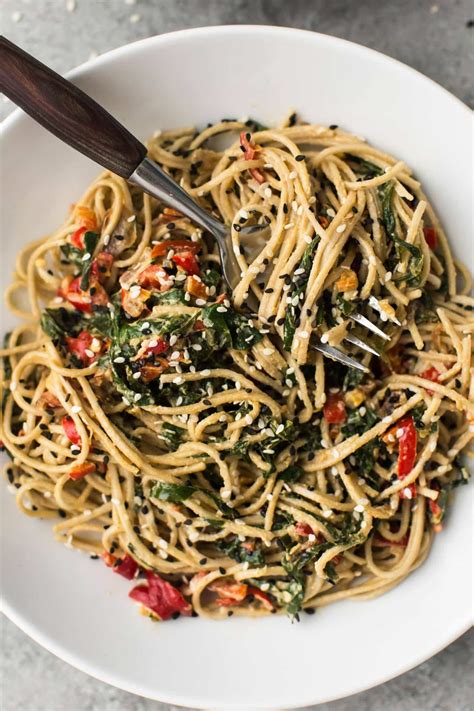 Vegan Tahini Noodle Bowl With Collards Naturally Ella