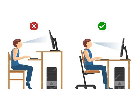 Правильное положение для работы на компьютере, набор инструкций ...