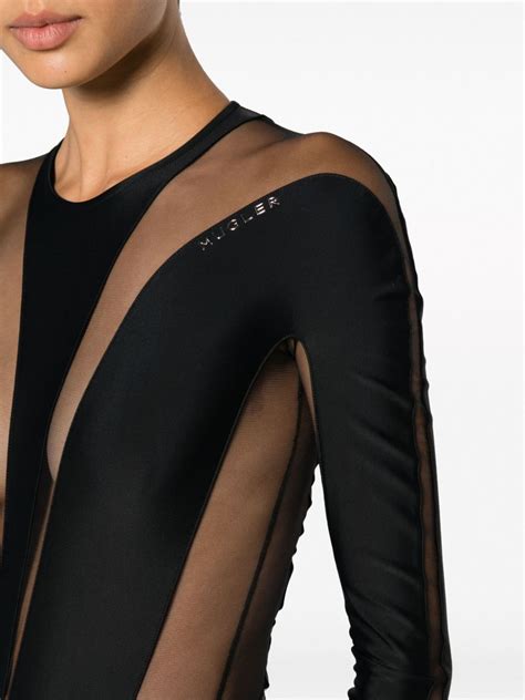 Mugler Illusion Sheer Detail Bodysuit Farfetch