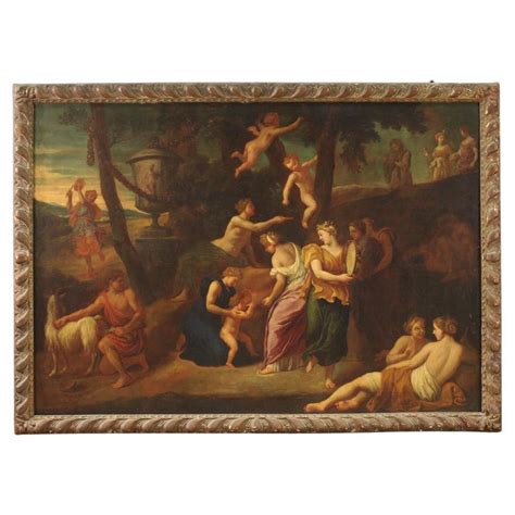 Peinture mythologique italienne à l huile sur toile du XVIIe siècle