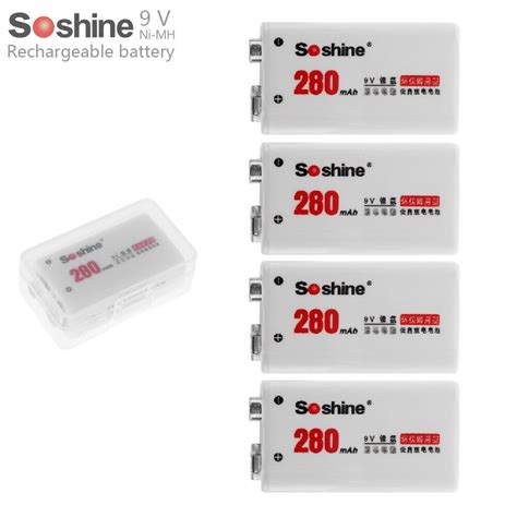 4 unids set Soshine 9V 9V 6LR61 6F22 280mAh Ni MH batería recargable