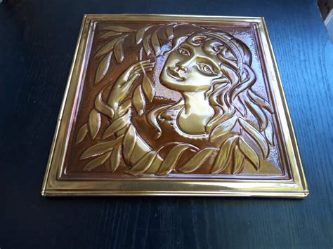 Vintage Hand Hammered Copper Wall Art Portrait Of A Girl Etsy