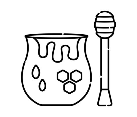 Jar Of Honey And Honey Dipper Black Vector Line Icon 25410886 Vector Art At Vecteezy