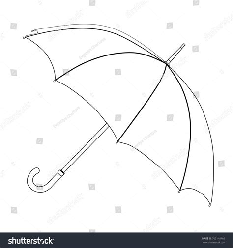 Umbrella Coloring Linear Drawing Outline Royalty Free Stock Vector 705148465