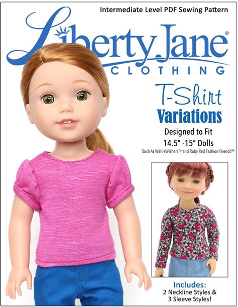 Liberty Jane T Shirt Variations Doll Clothes Pattern For Welliewishers