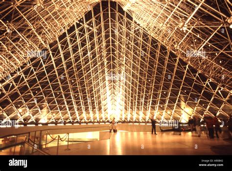 Paris The Louvre pyramid ground floor entrance concourse interior Stock ...