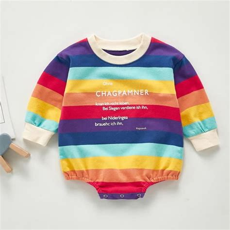 Nouveau né Infantile Bébés Garçons Filles Rainbow Stripe Barboteuse