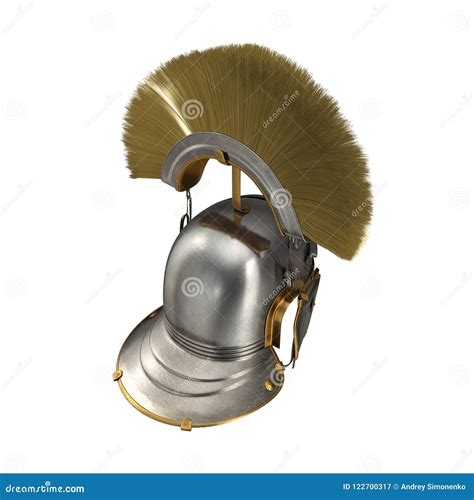 Roman Helmet With Crest On White. 3D Illustration Stock Illustration - Illustration of warrior ...