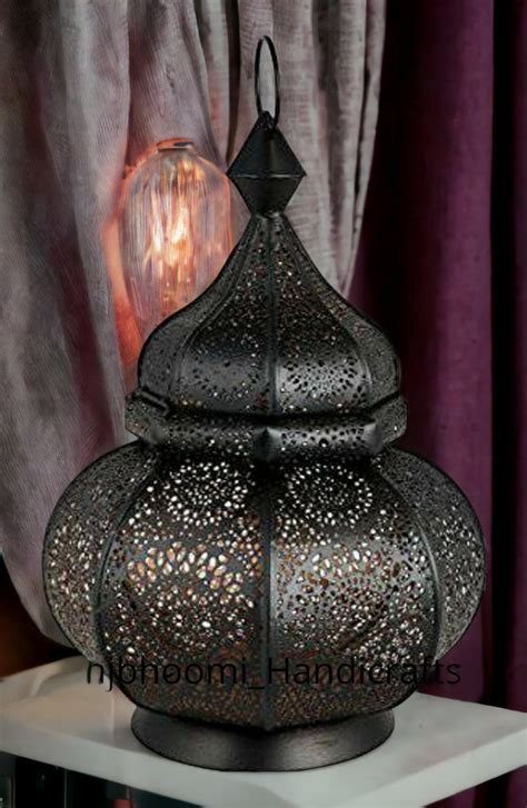 Vintage Antique Moroccan Lantern Iron Table Lamp Moroccan Lantern Garden Lantern Hanging