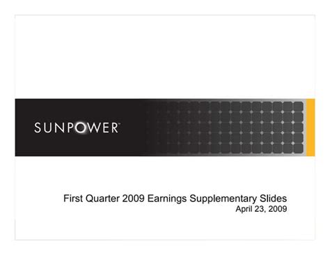 Q1 2009 Earning Report Of Sunpower Corp Ppt