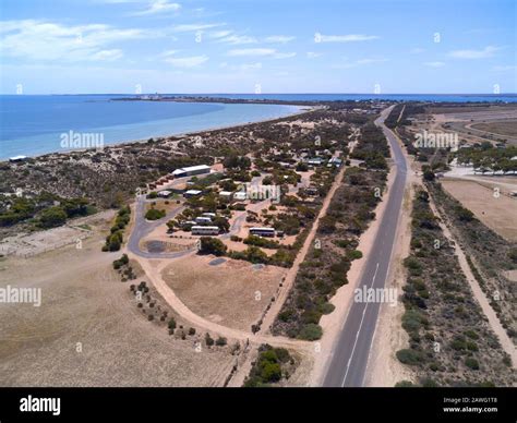 Aerial Of Shelley Beach Caravan Park Ceduna South Australia Stock Photo