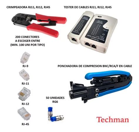 Kit Crimpeadora Ponchadora Tester Rj45 Rj12 Rg6 Rj11 Bnc Rca MercadoLibre